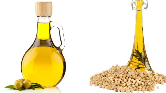 aceite de oliva y aceite de soja