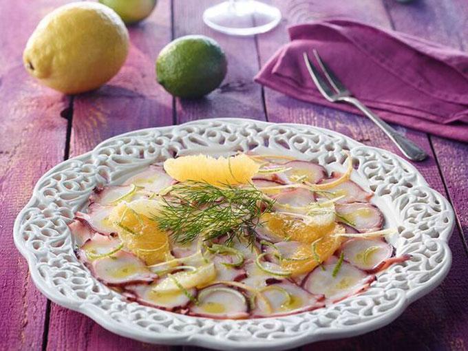 Carpaccio de pulpo con cítricos