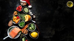 arbol de navidad hecho con alimentos saludables