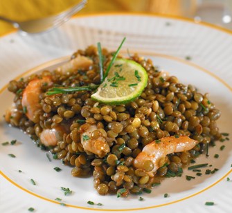 Ensalada de lentejas verdes con vinagreta