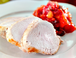 Roti de pavo con "chutney" de tomate