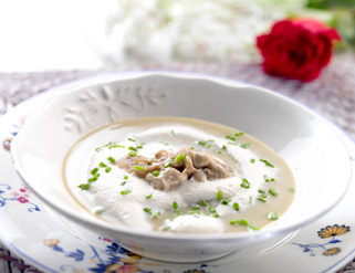 Crema de alcachofas con ostras