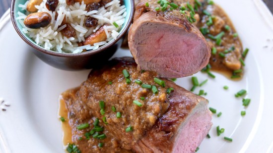 Solomillo con salsa de frutos secos