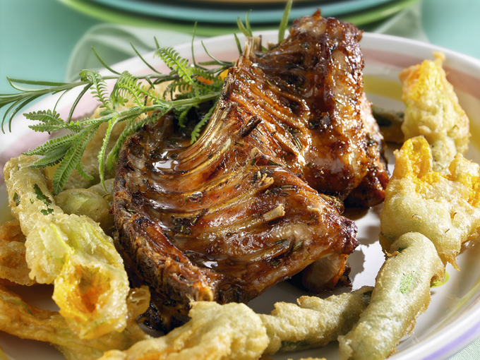 costillar de cordero asado