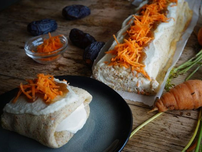 Receta sin gluten de carrot cake enrollada
