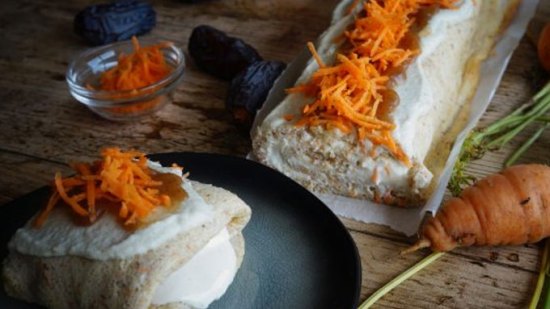 Receta sin gluten de carrot cake enrollada