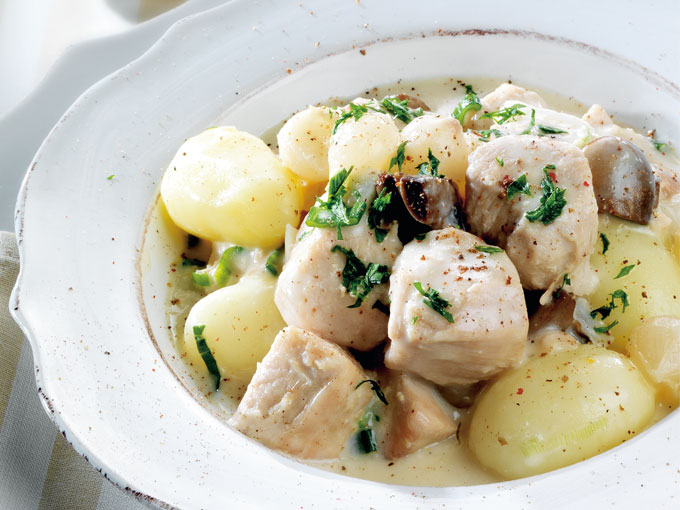 plato de blanqueta de pavo