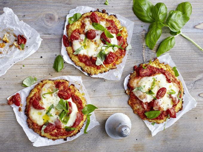 Mini pizzas saludables y para celíacos: con masa de coliflor
