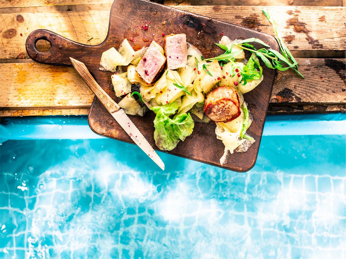 Tournedó de cerdo con ensalada de melón