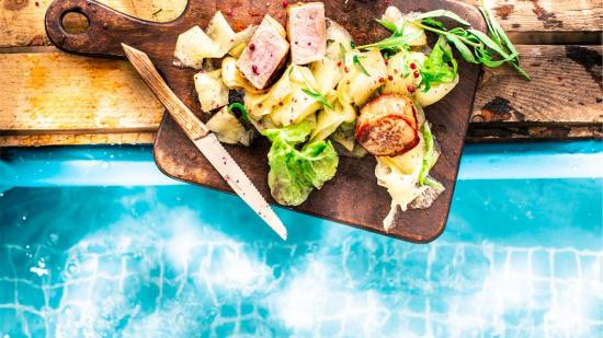 Tournedó de cerdo con ensalada de melón