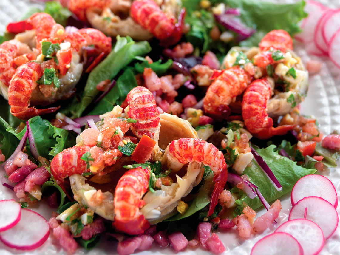 Ensalada de cangrejo y alcachofas