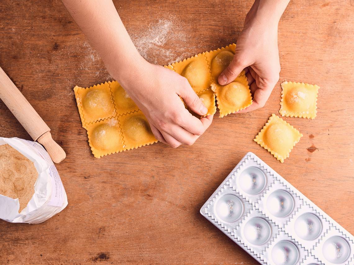 Raviolis rellenos de espinacas y ricota