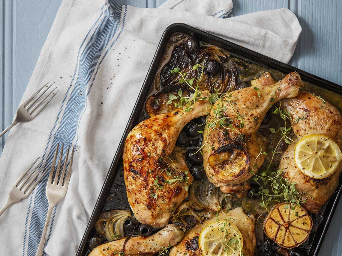 pollo al limón con verduras