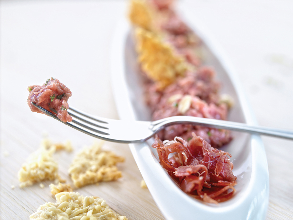 Presa ibérica con virutas de jabugo