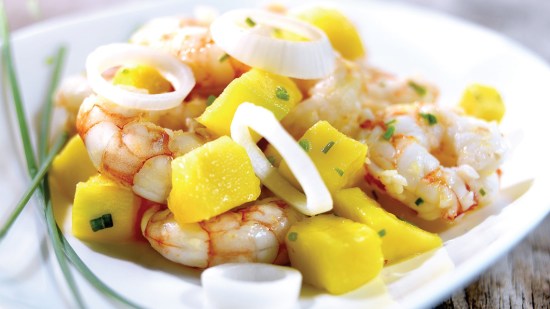 Ceviche de mango y langostinos