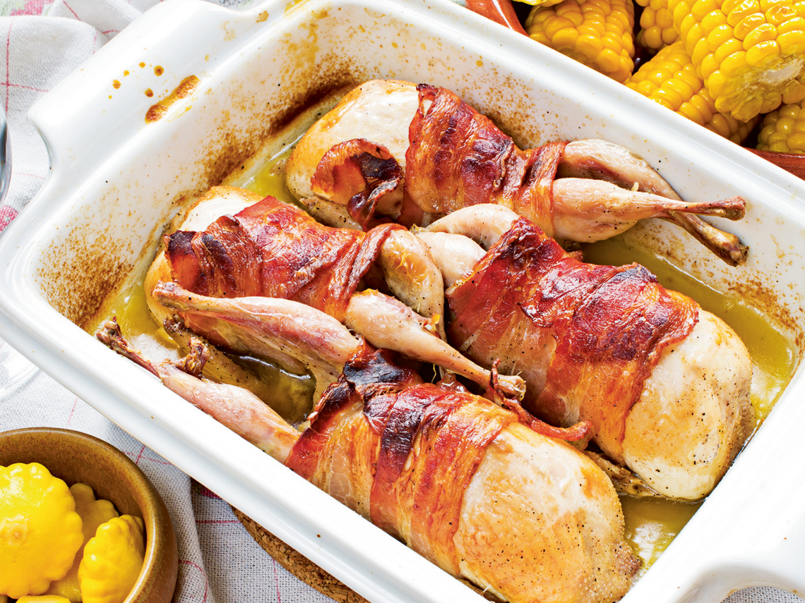 Horneado de pichones macerados en zumo de limón y cebolla