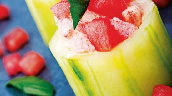 Vasitos de pepino y sandía