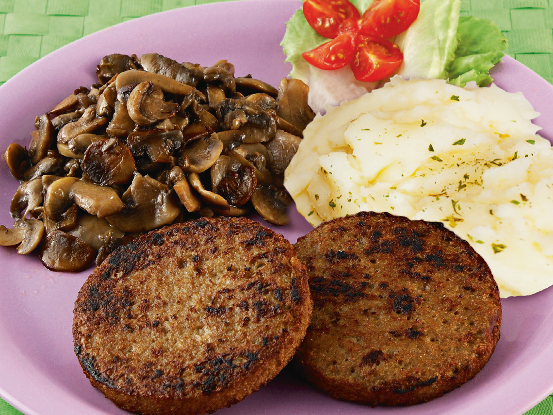 Seitán a la parrilla con champiñones