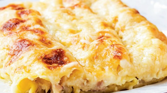 Canelones de setas y jamón
