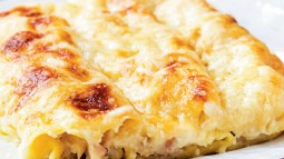 Canelones de setas y jamón