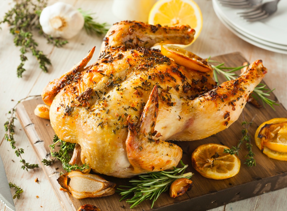 Pollo al horno con mantequilla