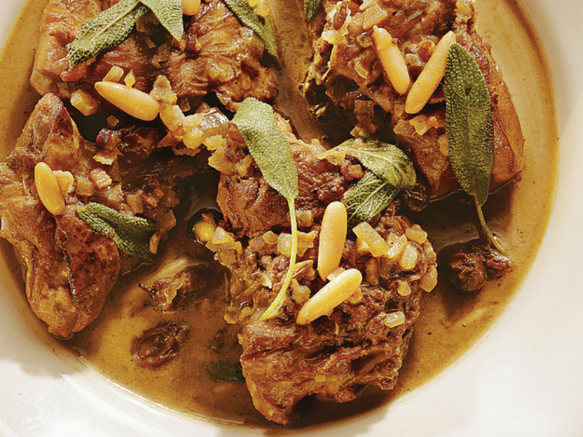 Liebre con salvia y frutos secos