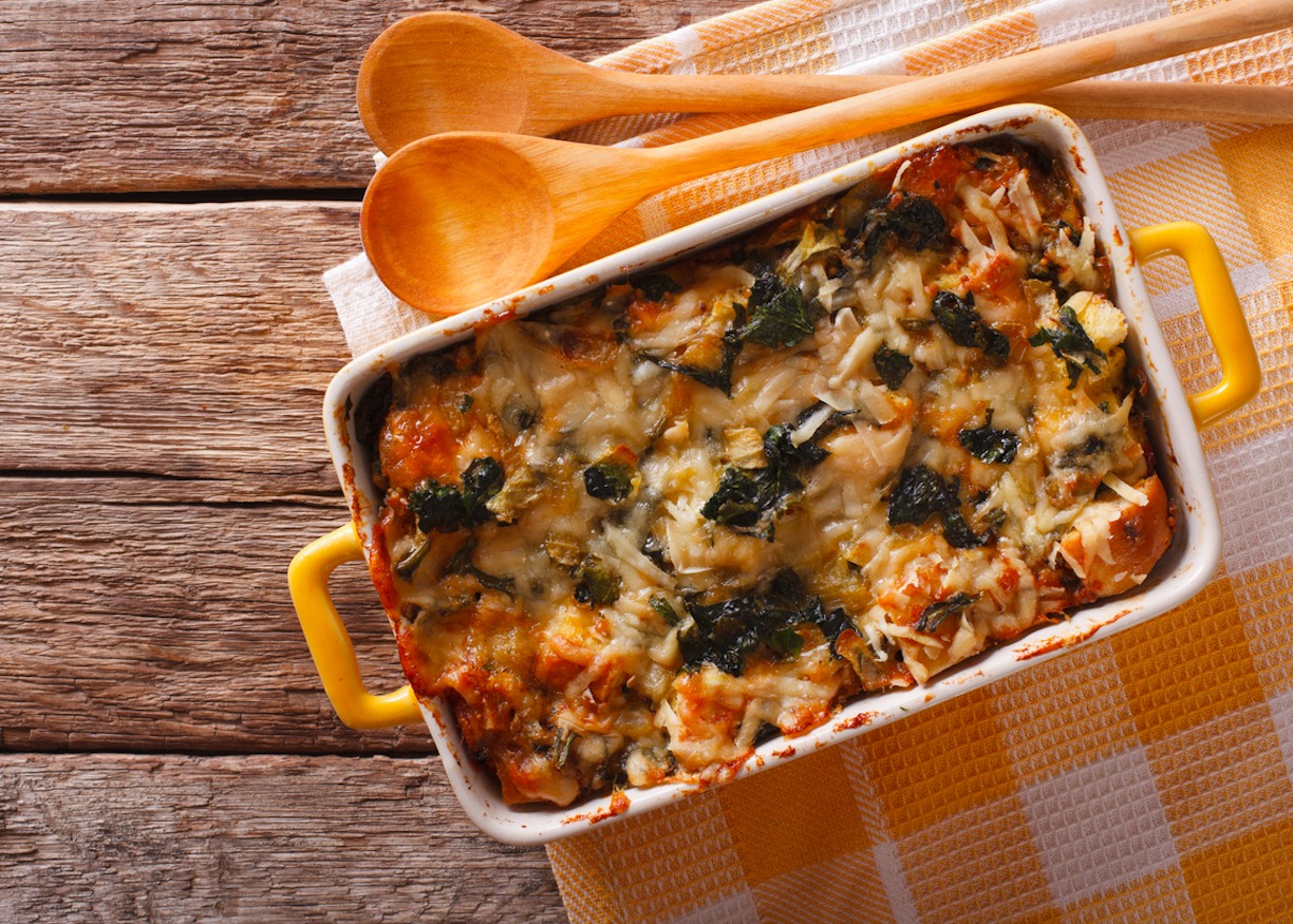 Strata de espinacas y queso