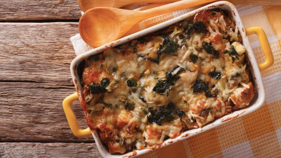 Strata de espinacas y queso