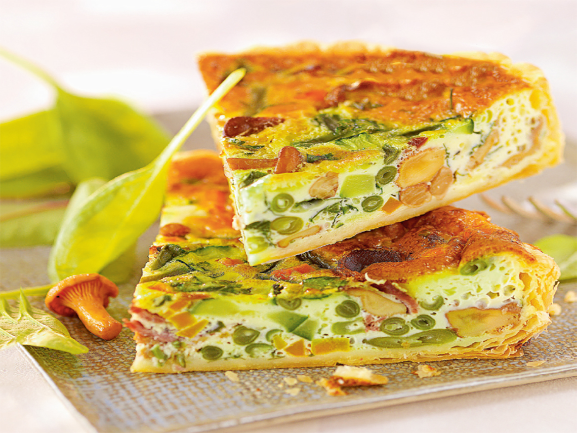 Quiche de judías 'baby' y beicon