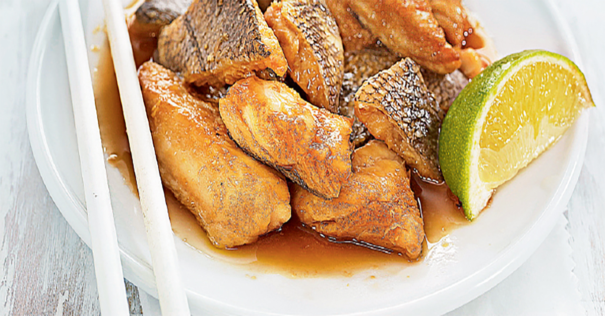 Pescado marinado en jengibre y vinagre de arroz