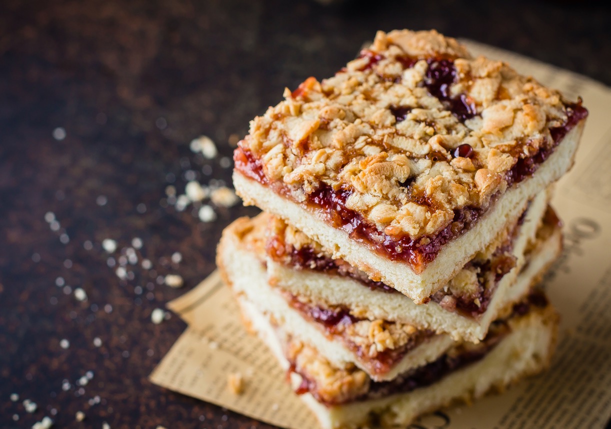 Barritas de 'crumble' de frambuesa