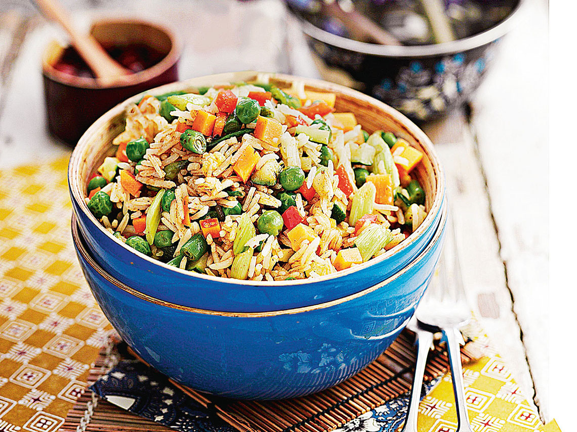 Arroz frito con verduras