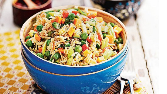 Arroz frito con verduras