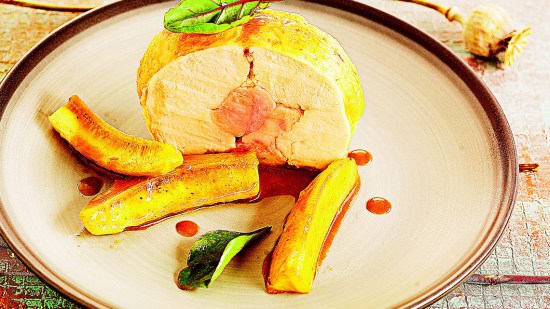 Rollitos de pollo al plátano macho y miel