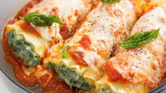 Canelones rellenos de espinacas