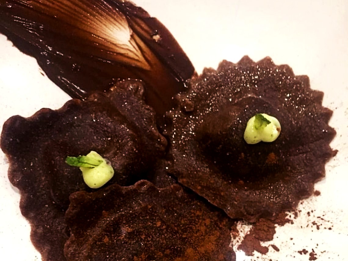 Raviolis de menta y chocolate
