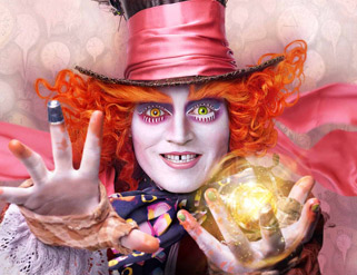 Johnny Deep y su Sombrerero Loco protagonistas de 'Alicia a través del espejo'.