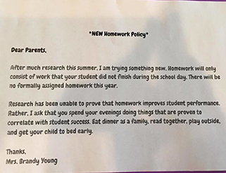 La nueva ‘política de deberes’ de una profesora se hace viral