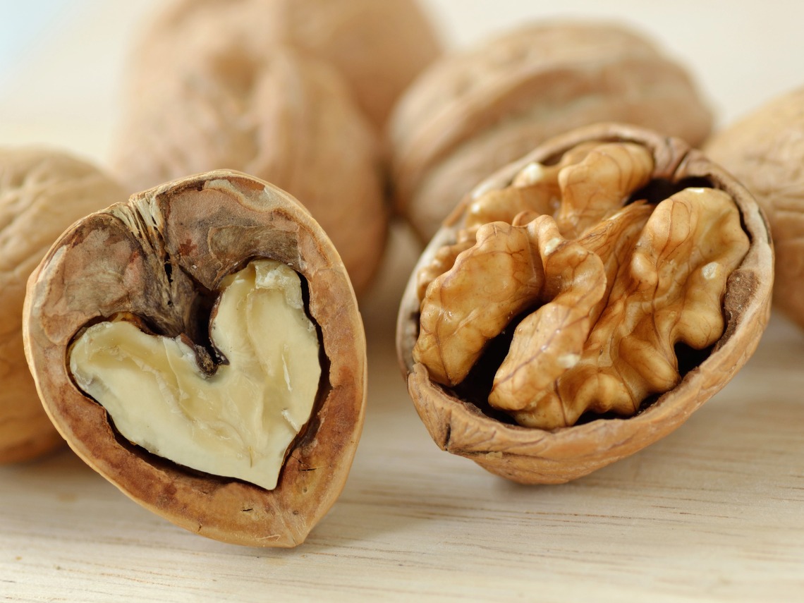 nuez abierta a la mitad