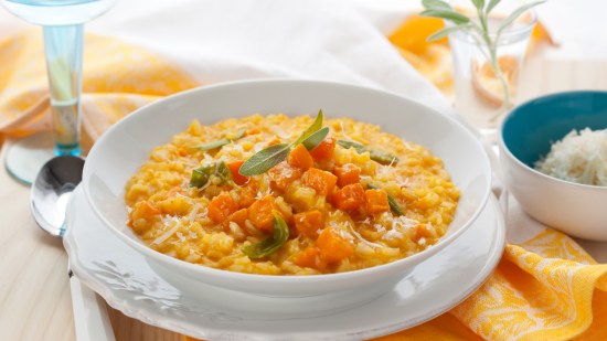 Risotto de calabaza con espárragos verdes