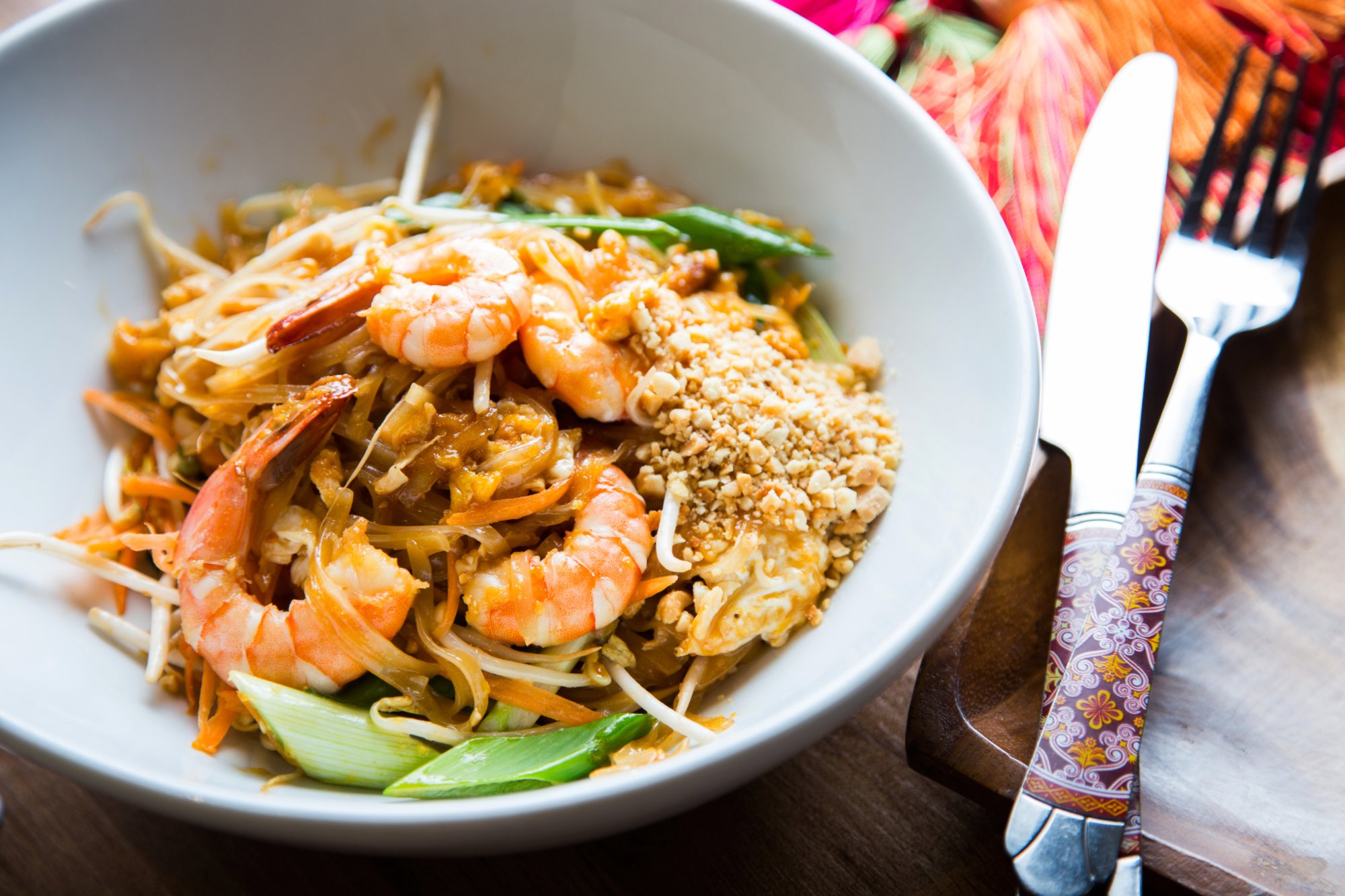 Gambas tailandesas con noodles