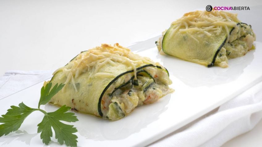 Rollitos de calabacín rellenos de gambas - Imagen: Hogarmania