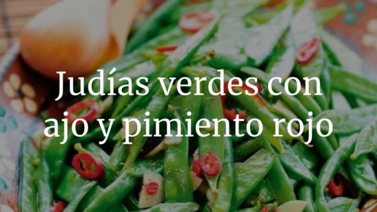 Judías verdes con ajo y pimiento rojo