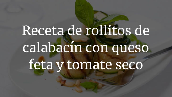 Rollitos de calabacín con queso feta y tomate seco