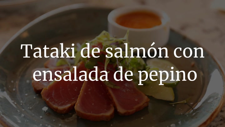Tataki de salmón con ensalada de pepino