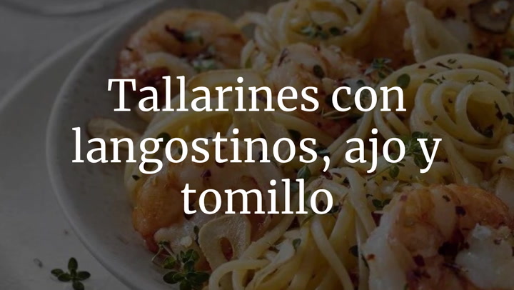 Tallarines Con Langostinos Ajo Y Tomillo