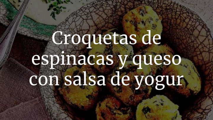 Croquetas de espinacas y queso crema con salsa de yogur