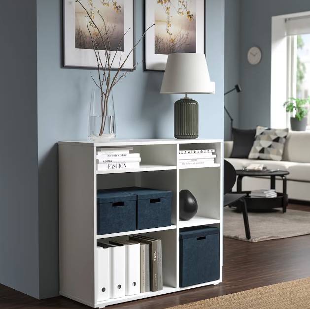 Caja de terciopelo azul de Ikea