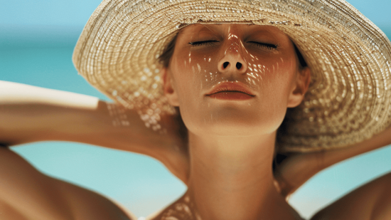 Mujer tomando el sol