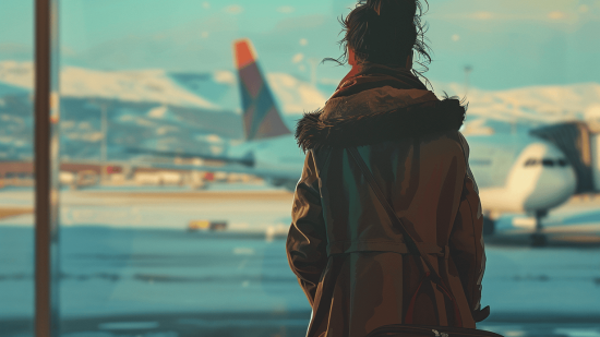 Una mujer en el aeropuerto